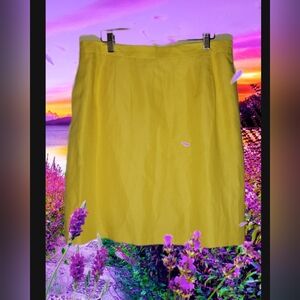 Vintage Harvey Benard Couture Yellow Linen Blend Straight Skirt Size 16
